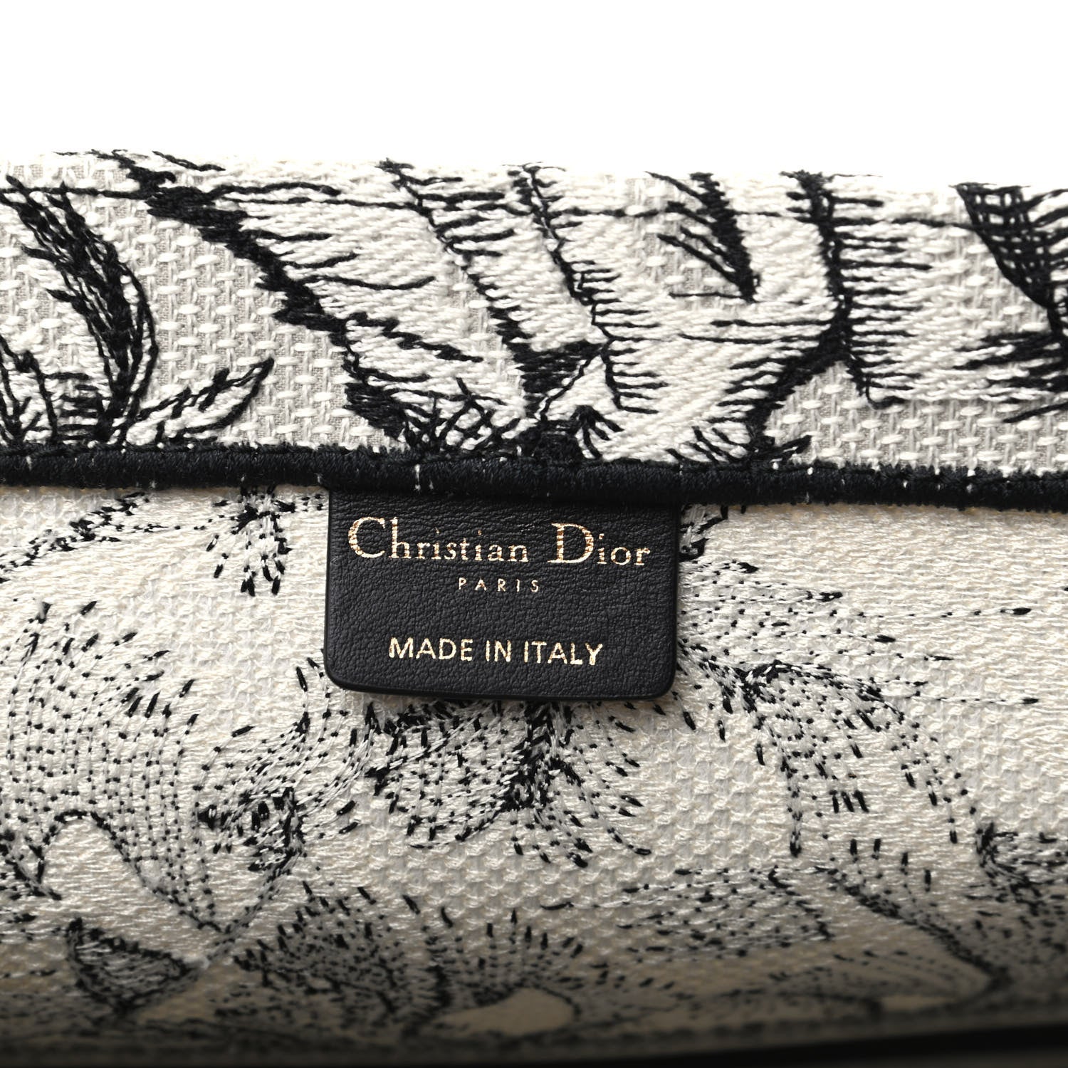 Christian Dior Canvas Embroidered Toile De Jouy Book Tote White Black 6 of 9