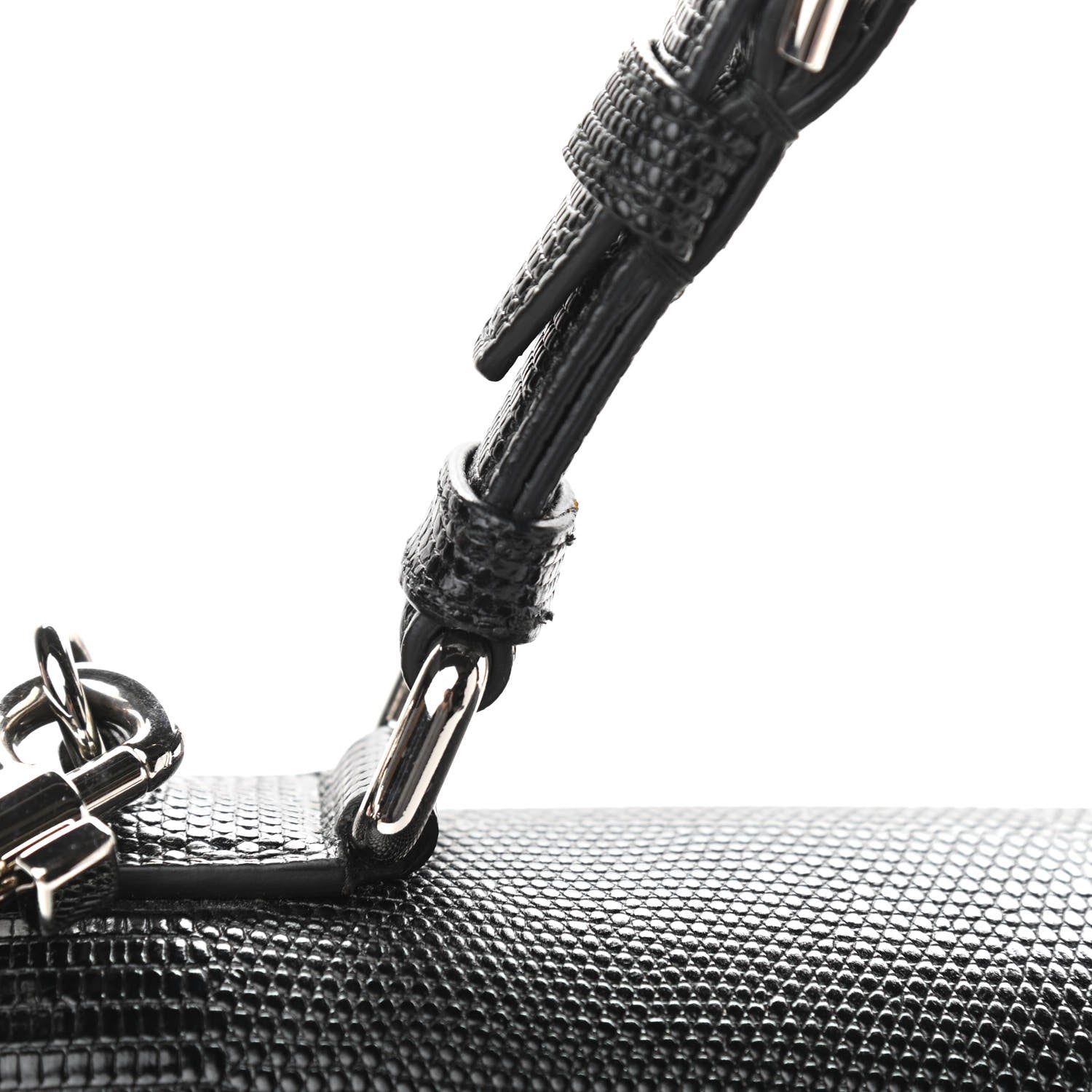 Dolce & Gabbana Lizard Calfskin Embossed Medium Monica Top Handle Bag Black 11 of 13