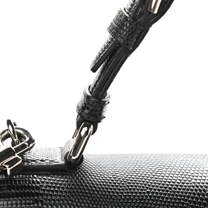 Dolce & Gabbana Lizard Calfskin Embossed Medium Monica Top Handle Bag Black 11 of 13