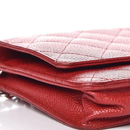 Chanel Caviar Quilted Wallet on Chain WOC Red 9 of 11