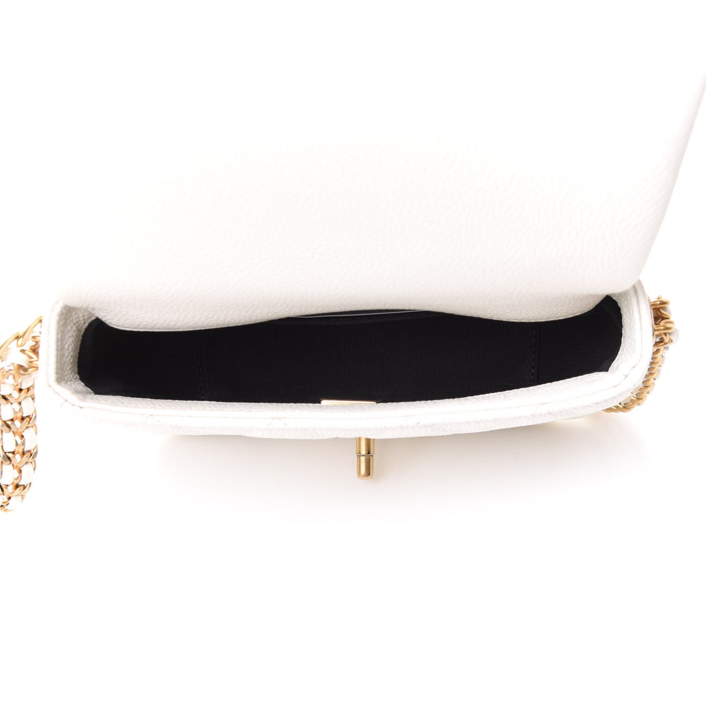 Caviar Quilted Mini Chain Soul Flap White