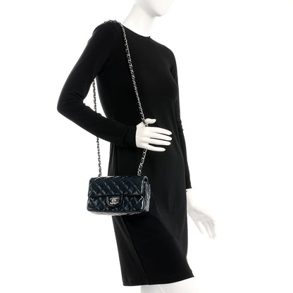 Chanel Patent Calfskin Quilted Mini Rectangular Flap Navy Blue 2 of 8