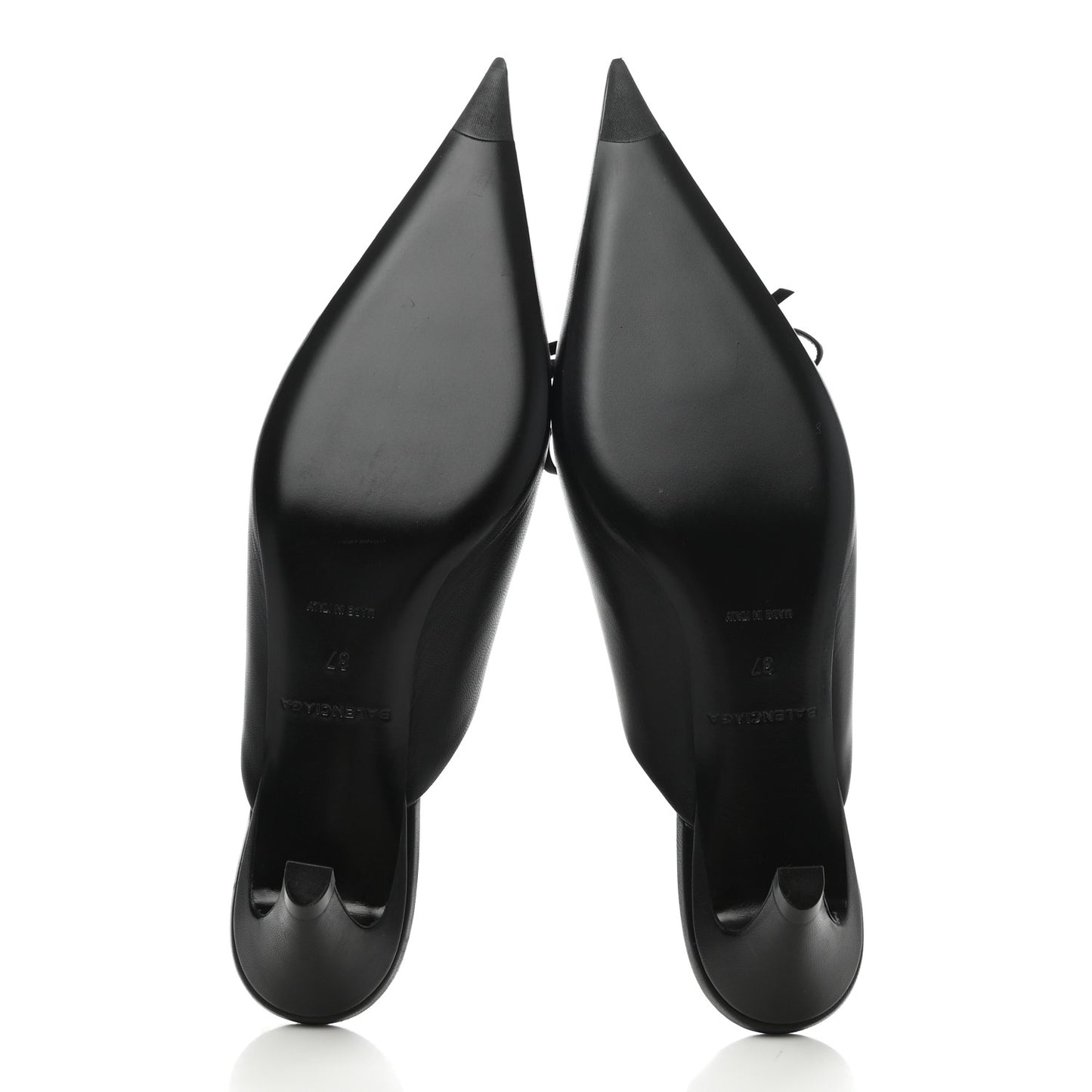 Goatskin Pointed Toe Knife Mules 37 Black