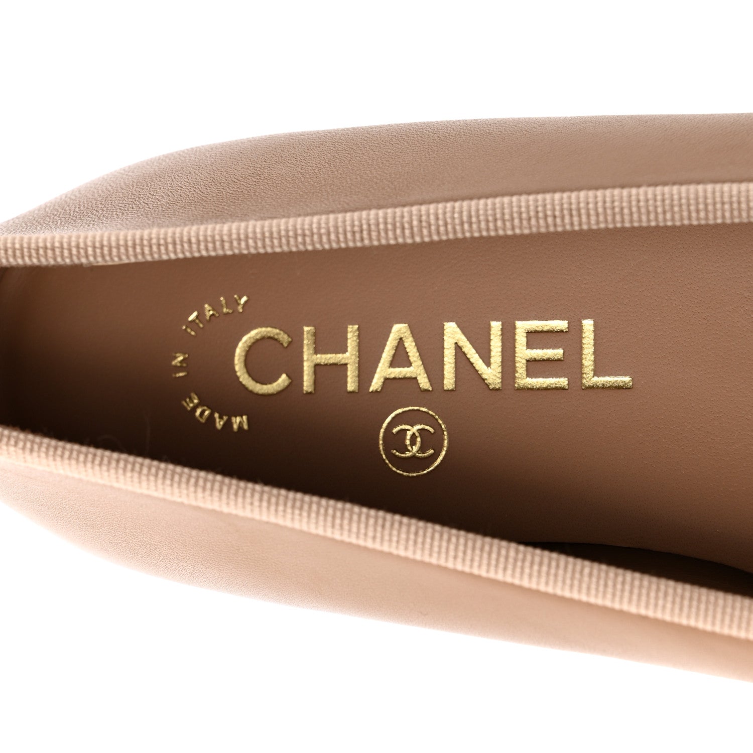 Chanel Lambskin Cap Toe CC Ballerina Flats 37.5 Dark Beige Black 7 of 10