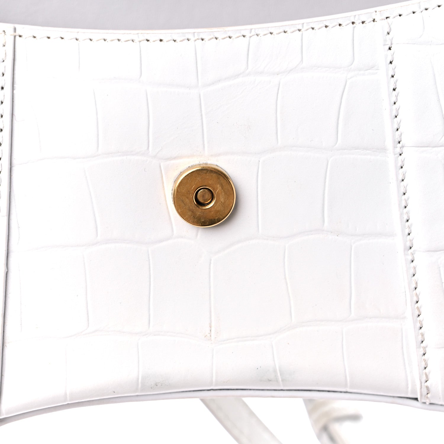 Balenciaga Shiny Calfskin Crocodile Embossed Hourglass Top Handle Bag XS White 13 of 16