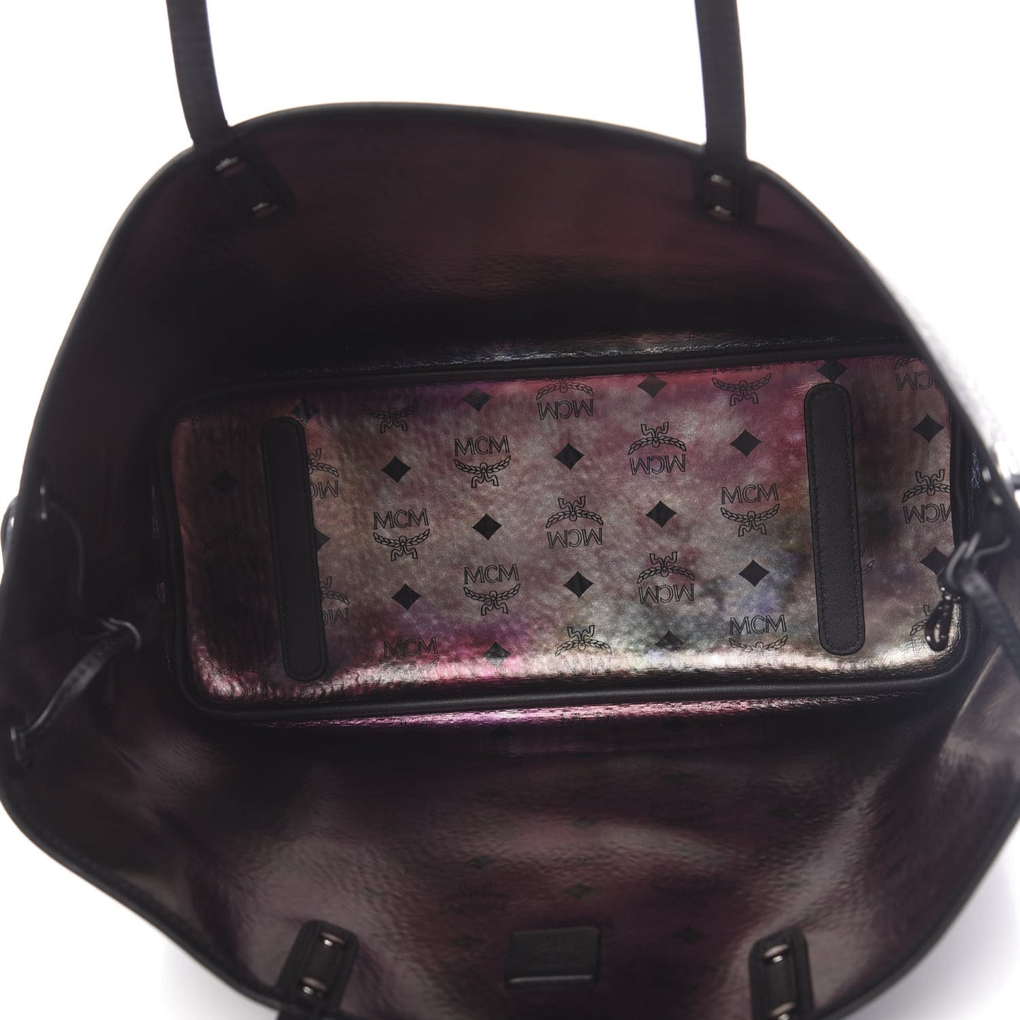 Metallic Galaxy Visetos Medium Project Reversible Shopper Tote Black Multicolor