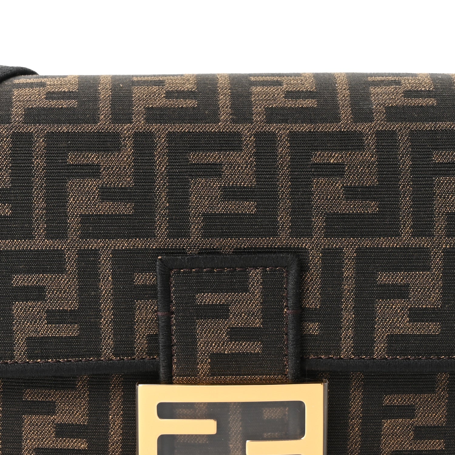 Fendi Fabric Jacquard FF 1974 Medium Baguette Tobacco Moro Black 8 of 11