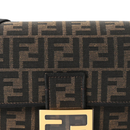 Fendi Fabric Jacquard FF 1974 Medium Baguette Tobacco Moro Black 8 of 11