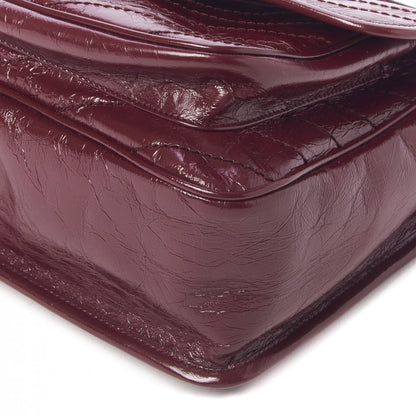 Saint Laurent Crinkled Calfskin Matelasse Monogram Medium Niki Chain Satchel Burgundy 5 of 9