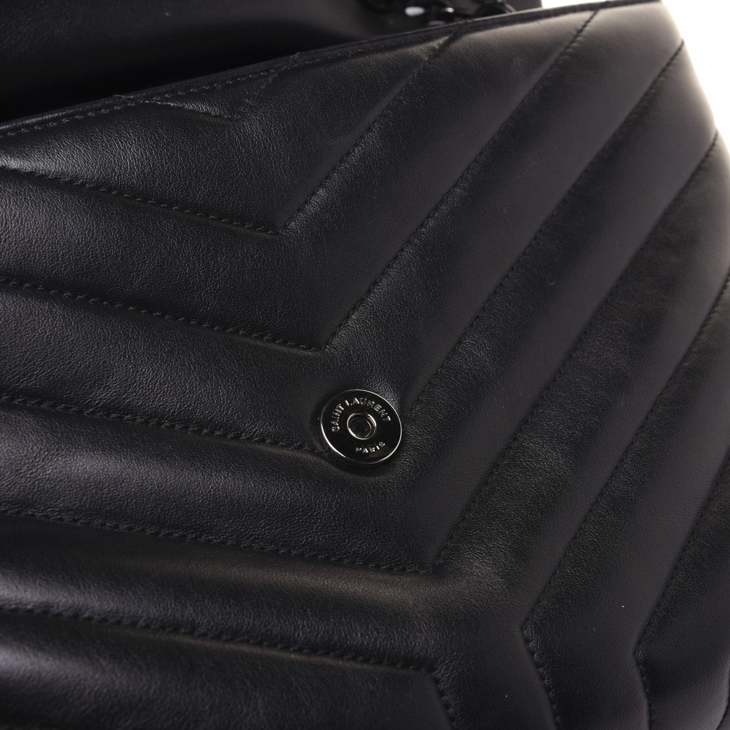 Calfskin Y Quilted Monogram Medium Loulou Chain Satchel Black