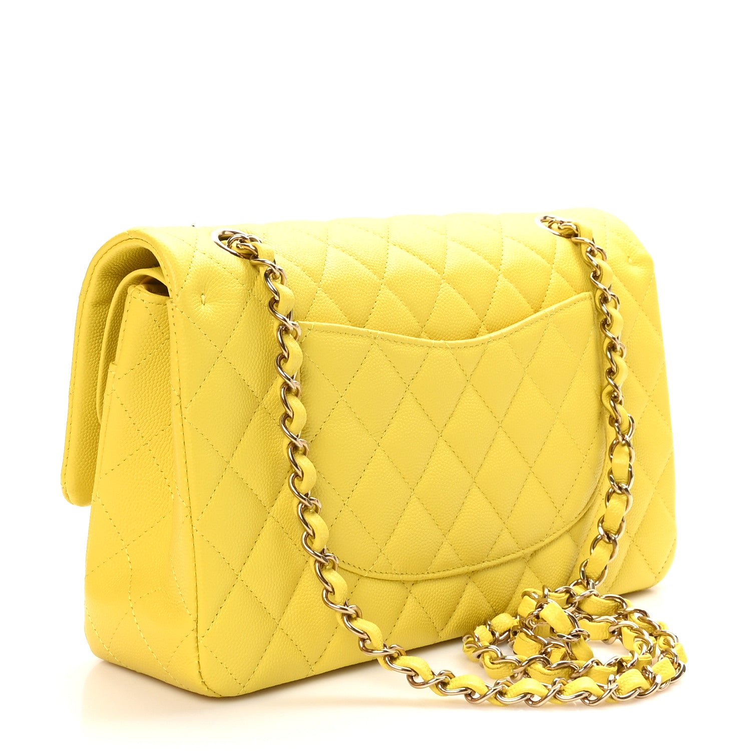 Chanel Caviar Quilted Medium Double Flap Yellow 3 of 11
