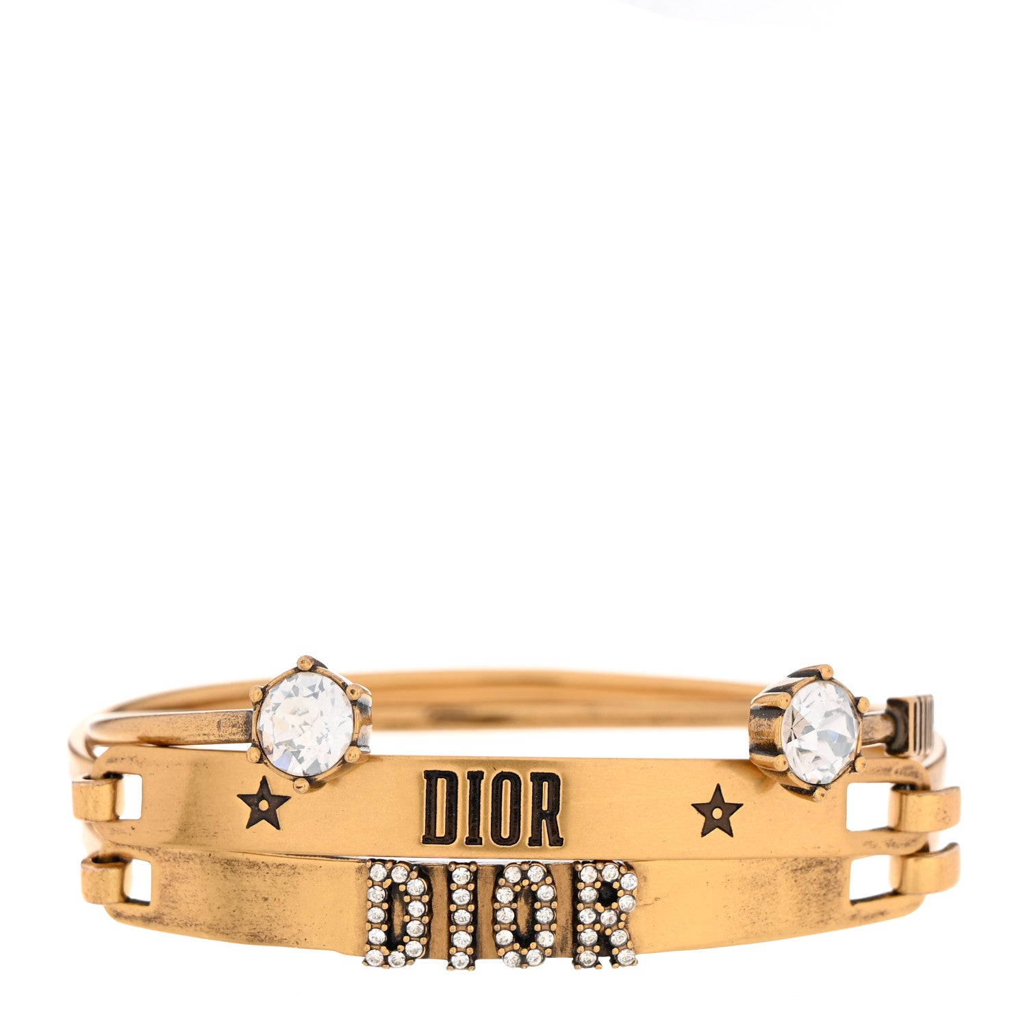 Christian Dior Metal Crystal Dio(r)evolution Bracelet Set Gold 1 of 4