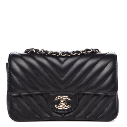 Chanel Lambskin Chevron Quilted Mini Rectangular Flap Black 1 of 13
