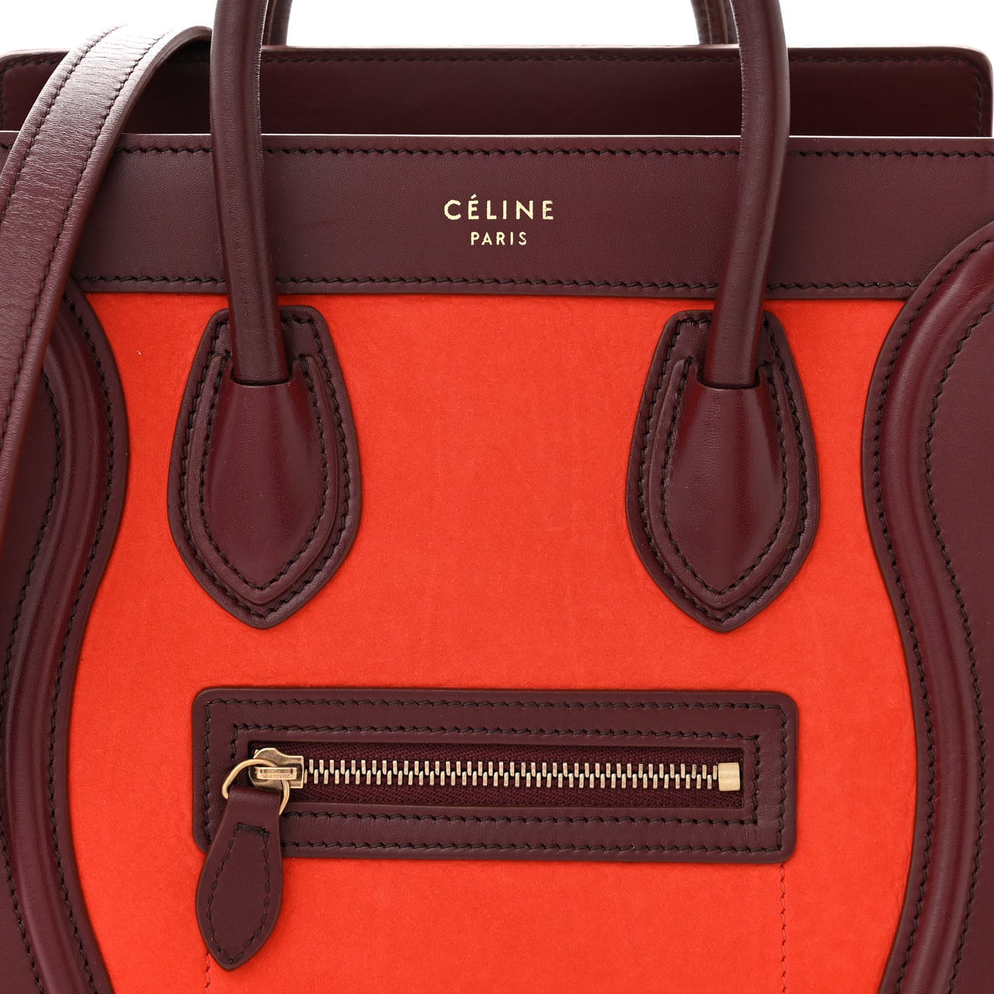 Baby Grained Calfskin Nubuck Nano Tri-Color Luggage Vermillion