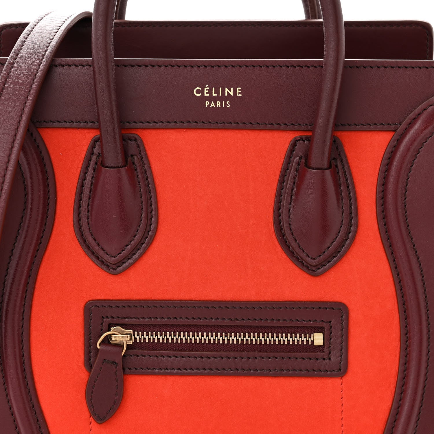 Celine Baby Grained Calfskin Nubuck Nano Tri-Color Luggage Vermillion 8 of 10