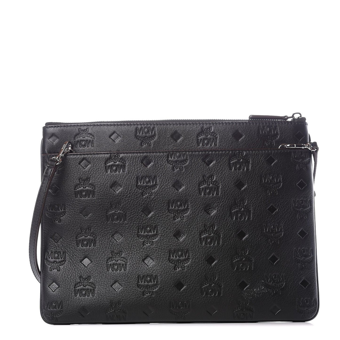 Calfskin Ottomar Monogram Medium Crossbody Pouch Black