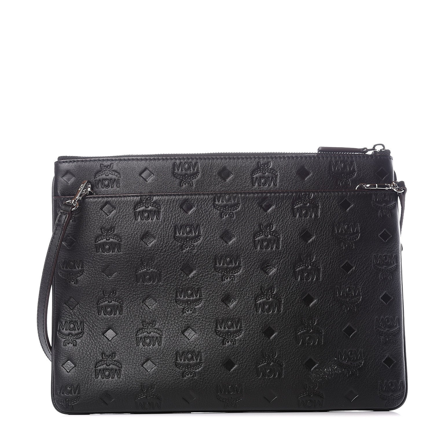 MCM Calfskin Ottomar Monogram Medium Crossbody Pouch Black 1 of 11