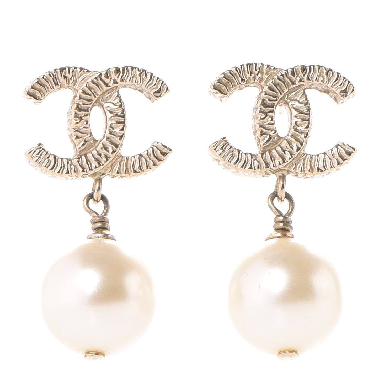 Pearl CC Drop Earrings Gold