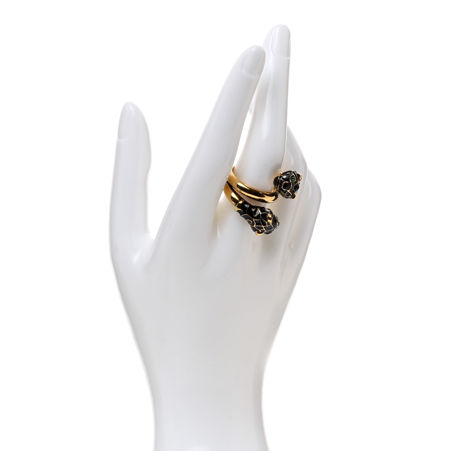 Tiger Heads Double Wrap Ring 57 8 Aged Gold Black
