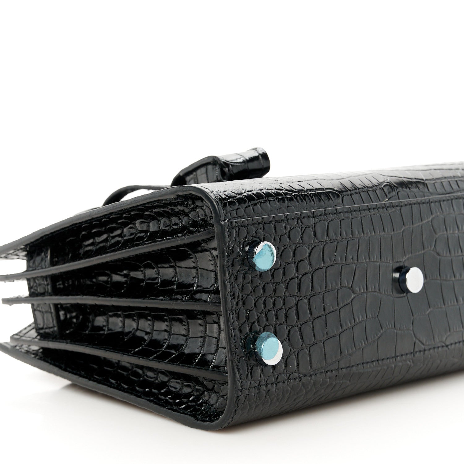 Saint Laurent Calfskin Crocodile Embossed Nano Sac De Jour Black 10 of 11