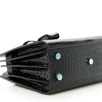 Saint Laurent Calfskin Crocodile Embossed Nano Sac De Jour Black 10 of 11