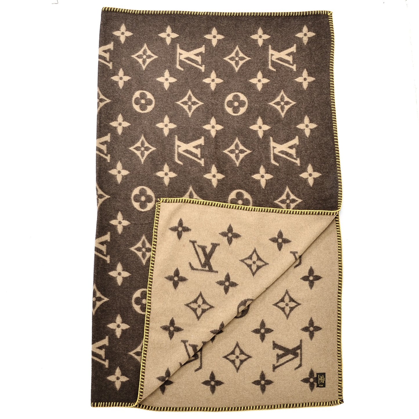 Wool Angora Monogram Blanket Marron