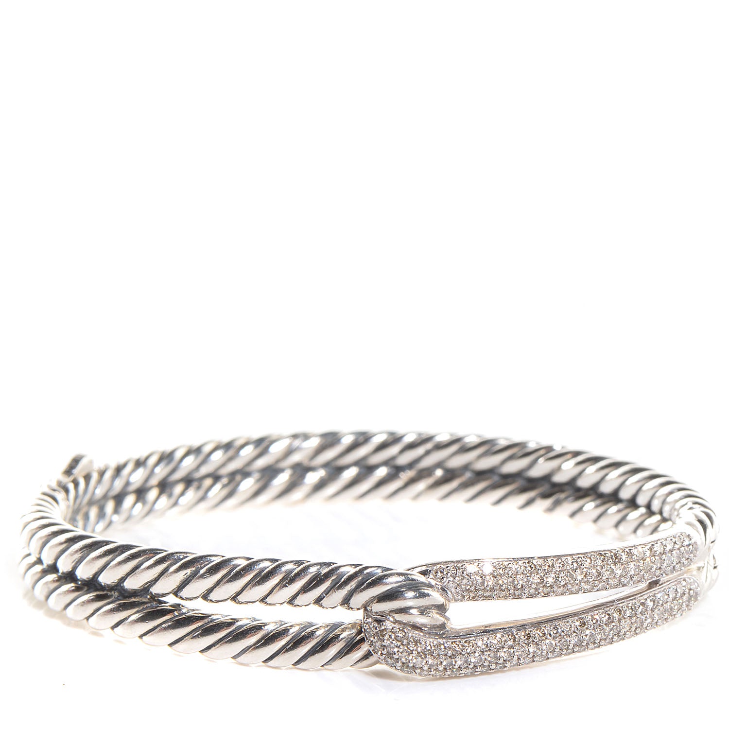 David Yurman Sterling Silver Diamond Pave 10mm Single Loop Labyrinth Bracelet 1 of 6
