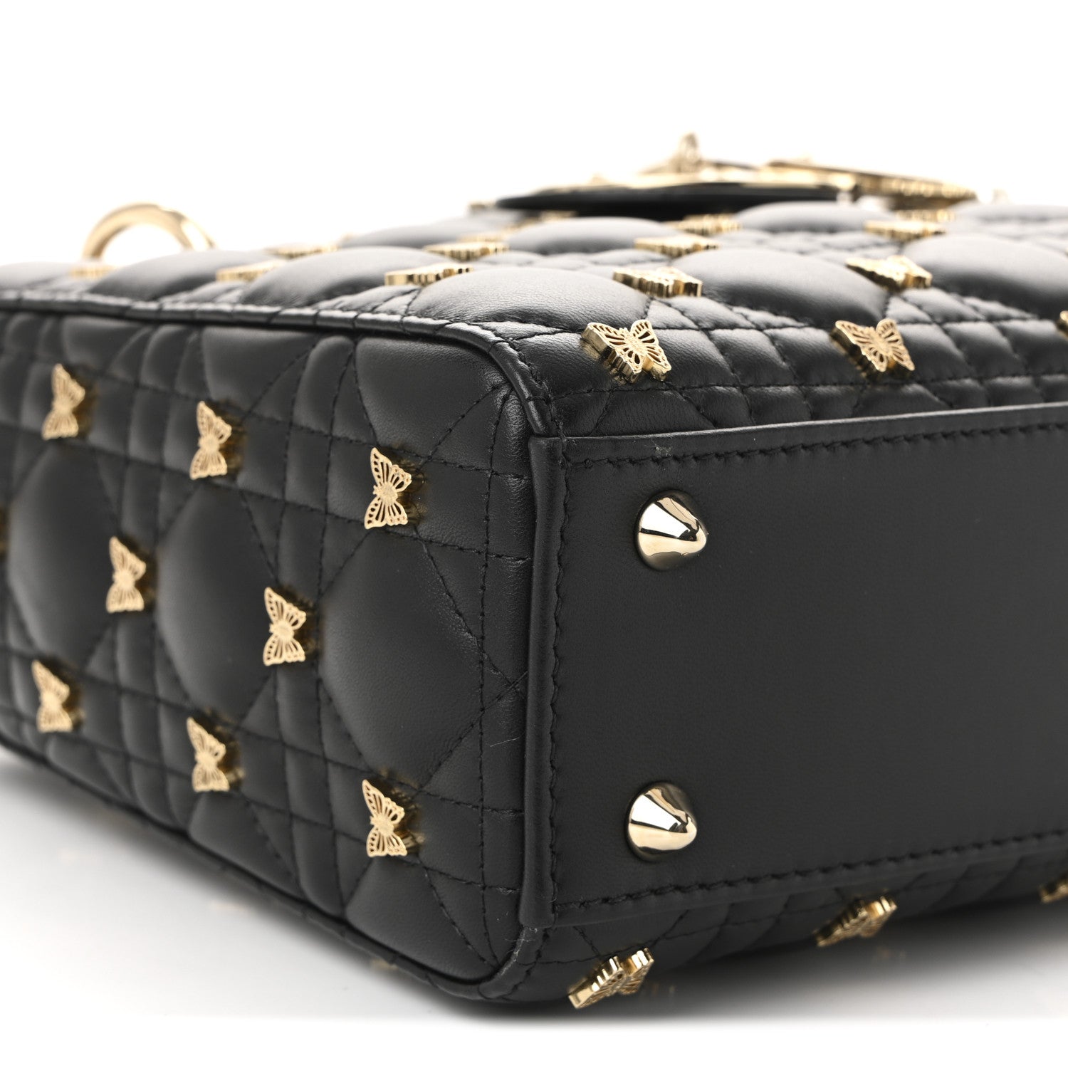 Christian Dior Lambskin Cannage Butterfly Studs Small Lady Dior Black 9 of 10