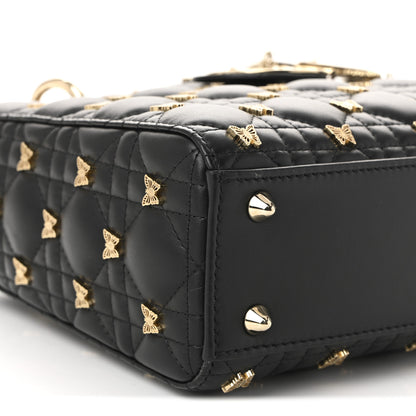 Christian Dior Lambskin Cannage Butterfly Studs Small Lady Dior Black 9 of 10