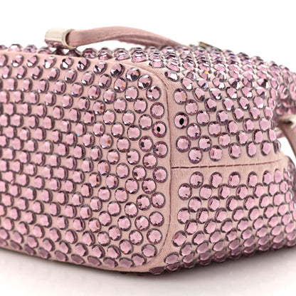 Prada Satin Crystal Metal Triangle Logo Mini Drawcord Pouch Shoulder Bag Alabastro 9 of 13