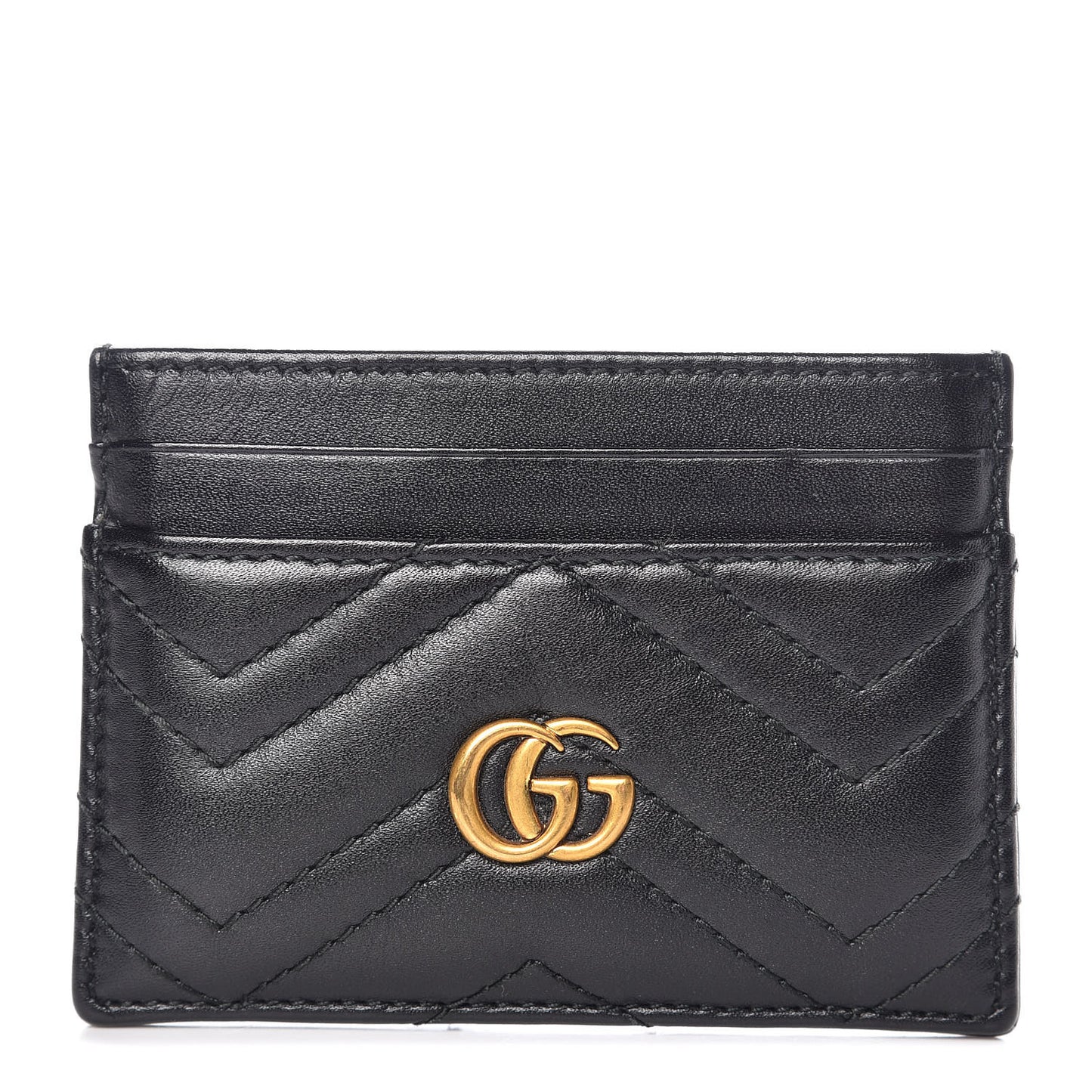 Calfskin Matelasse GG Marmont Card Holder Black