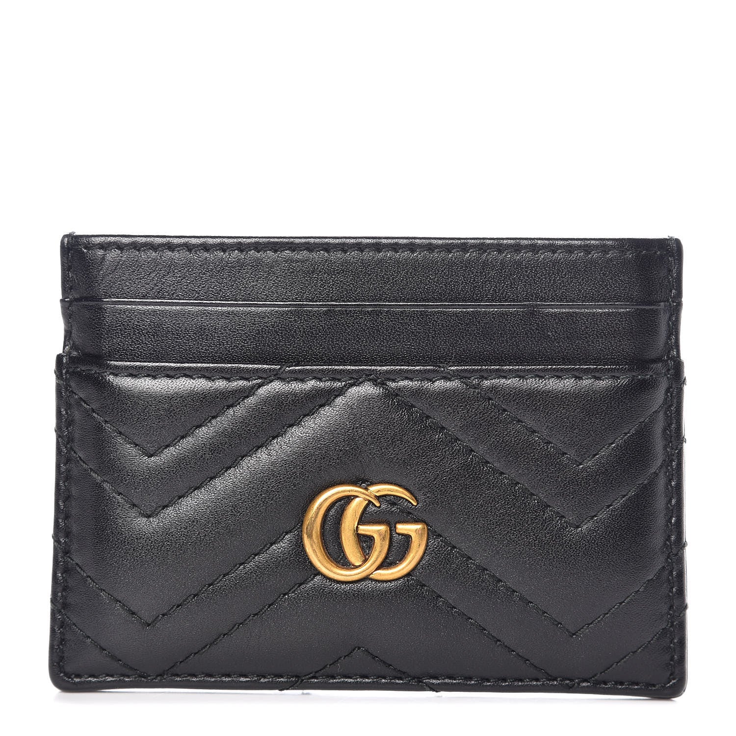 Gucci Calfskin Matelasse GG Marmont Card Holder Black 1 of 6