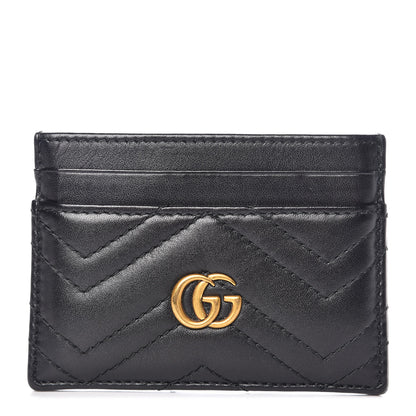 Gucci Calfskin Matelasse GG Marmont Card Holder Black 1 of 6