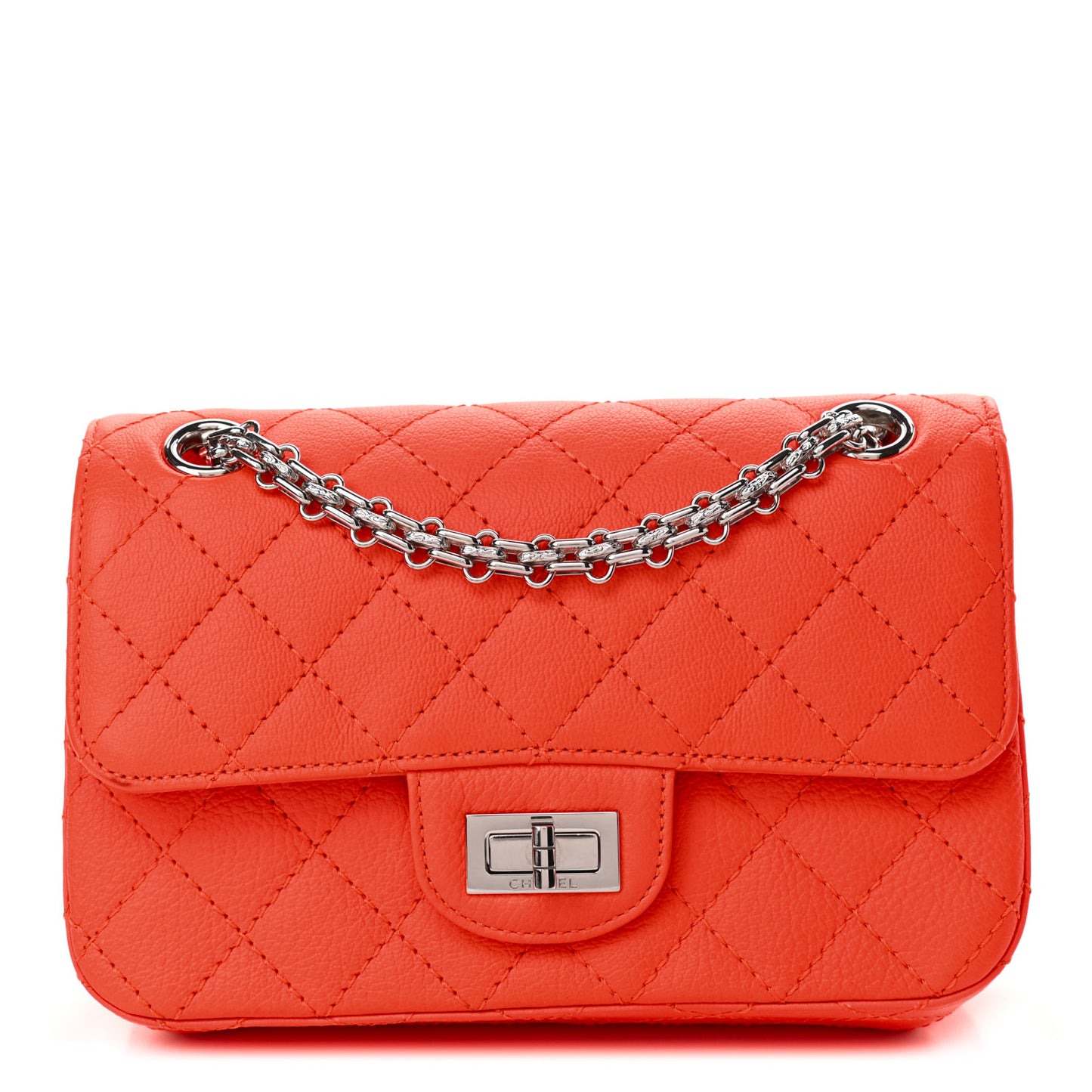 Goatskin Quilted 2.55 Reissue Mini Flap Orange