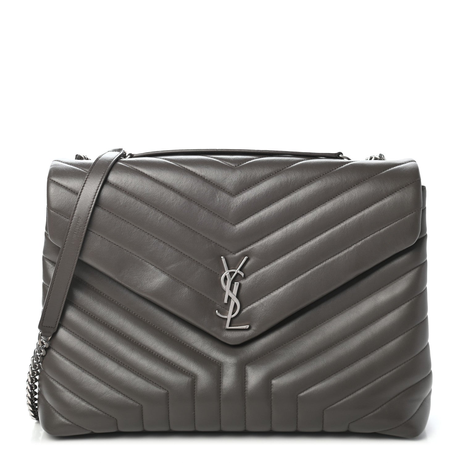 Saint Laurent Calfskin Y Quilted Monogram Large Loulou Chain Satchel Asphalt 1 of 8