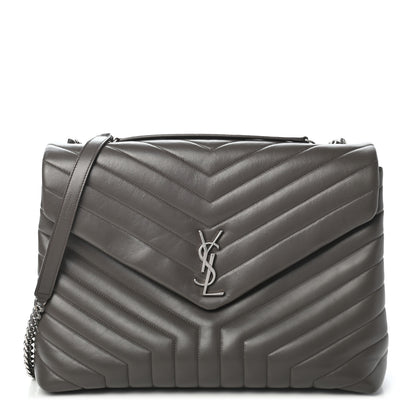 Saint Laurent Calfskin Y Quilted Monogram Large Loulou Chain Satchel Asphalt 1 of 8