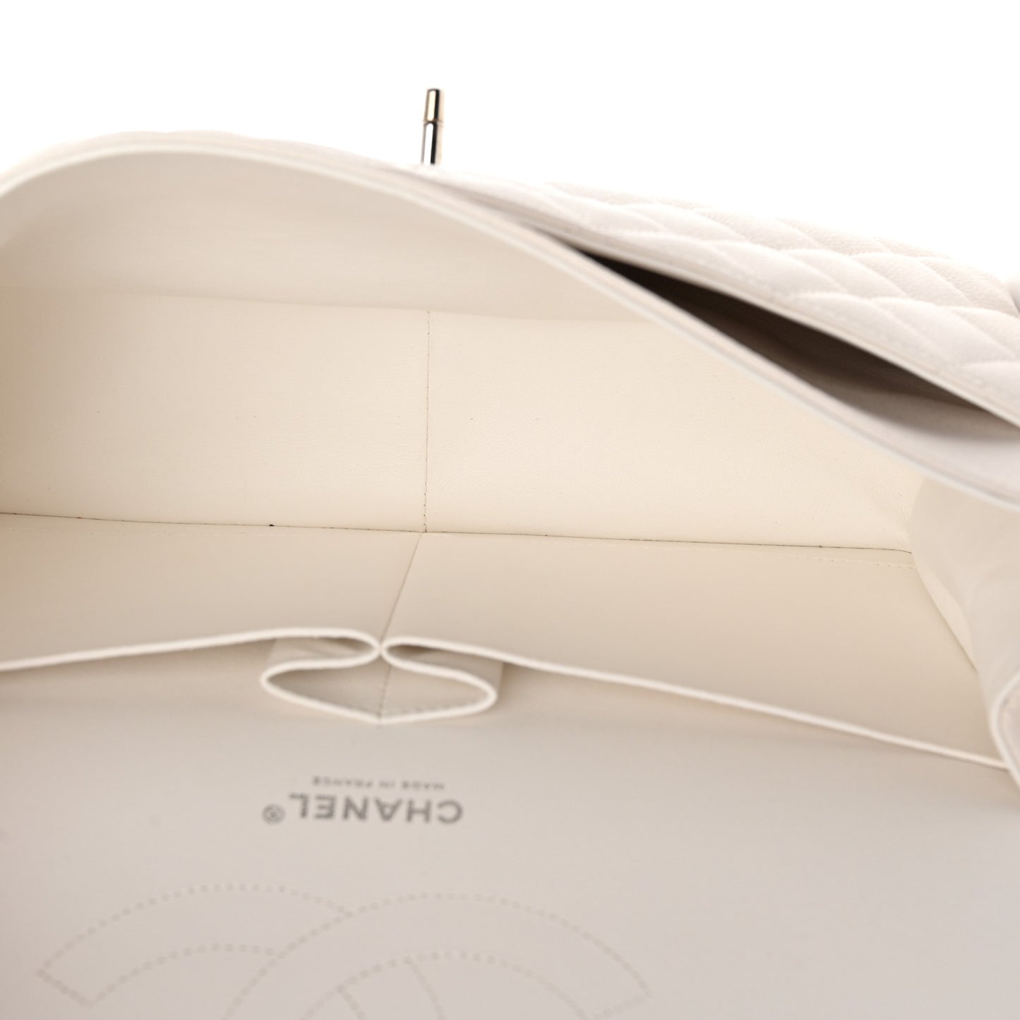 Caviar Quilted Jumbo Double Flap White