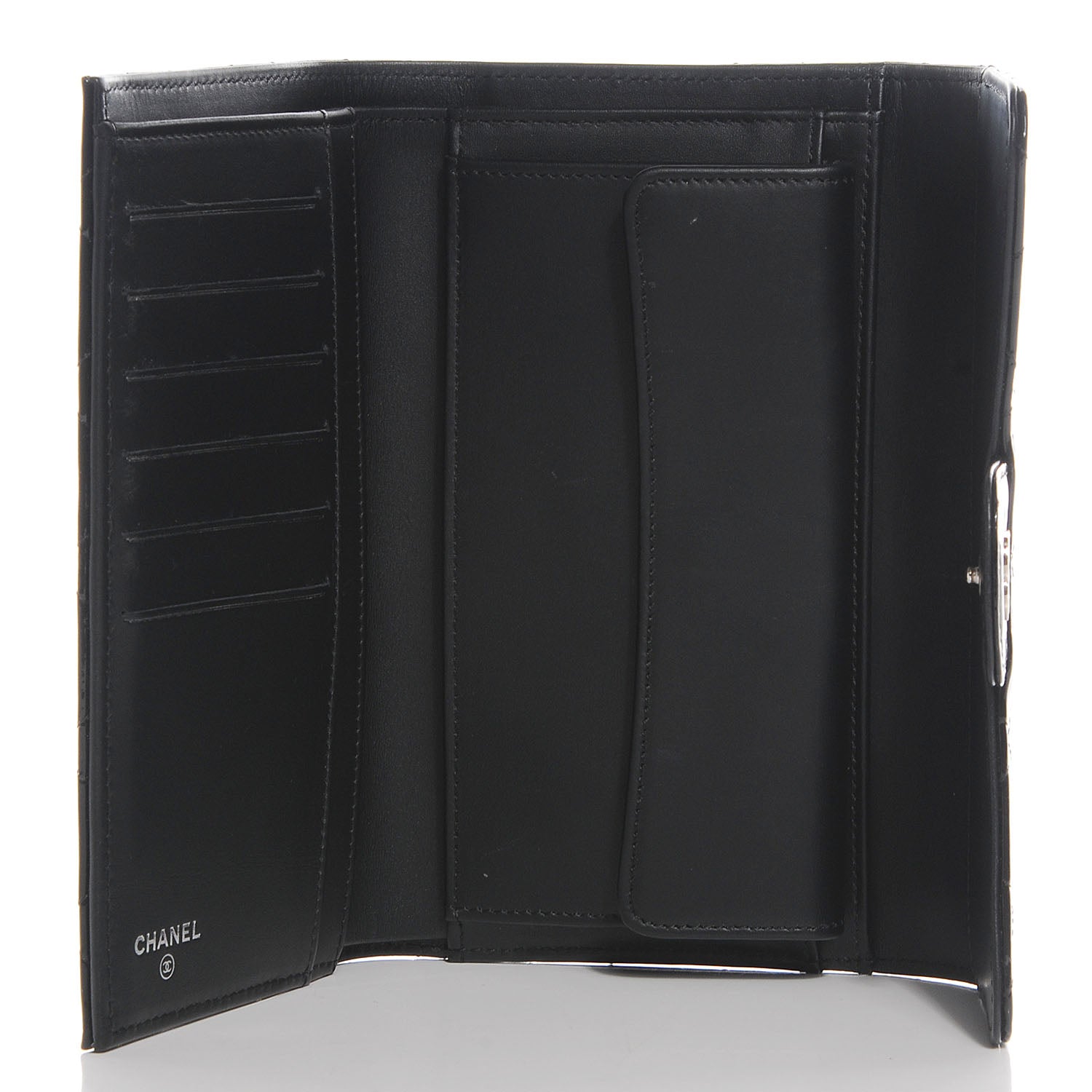 Chanel Patent Quilted Large Flap Wallet Black 5 of 8