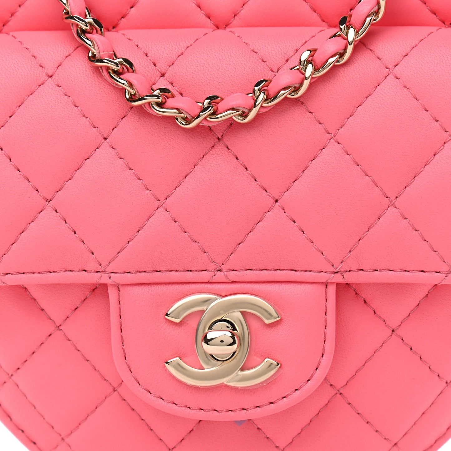 Lambskin Quilted CC In Love Heart Bag Pink