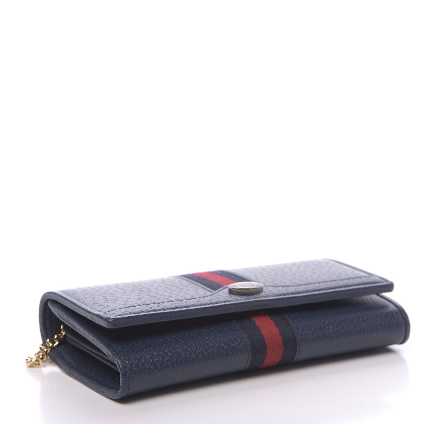 Textured Calfskin Web Ophidia Wallet On Chain Blue Agata