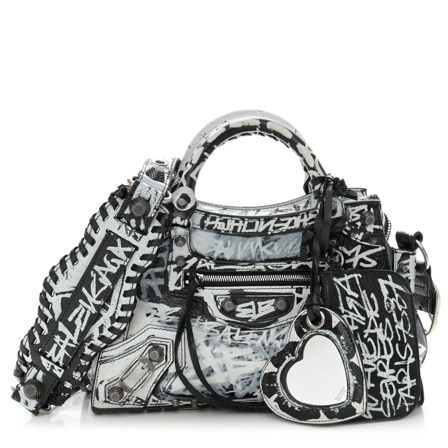 Balenciaga Agneau Arena Graffiti Neo Cagole Handbag XS Black White 1 of 9