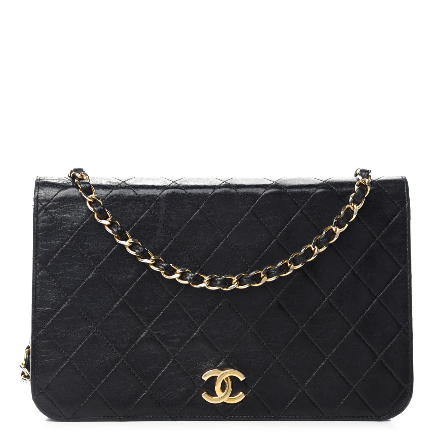 Lambskin Quilted Small Single Flap Black
