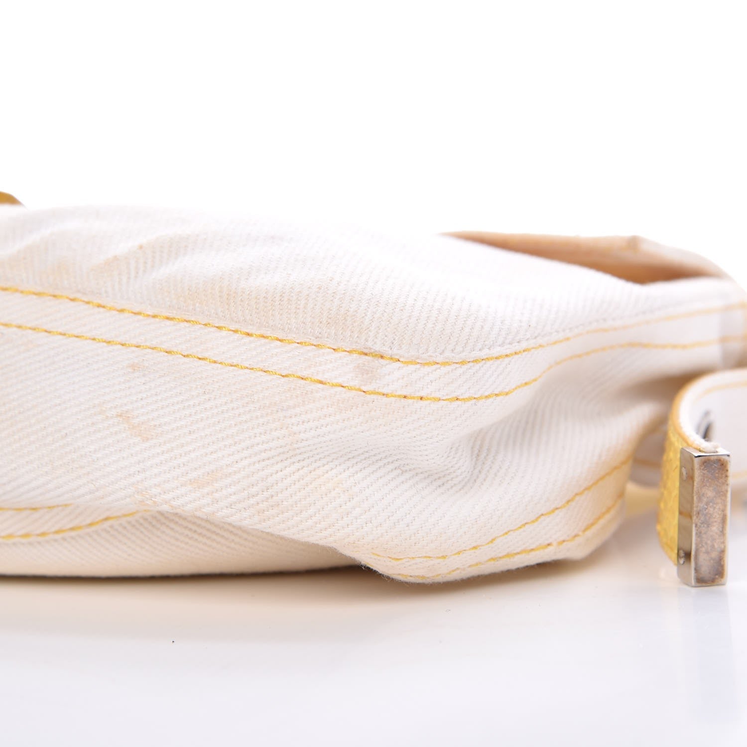 Fendi Denim Python Baguette White Yellow 16 of 21