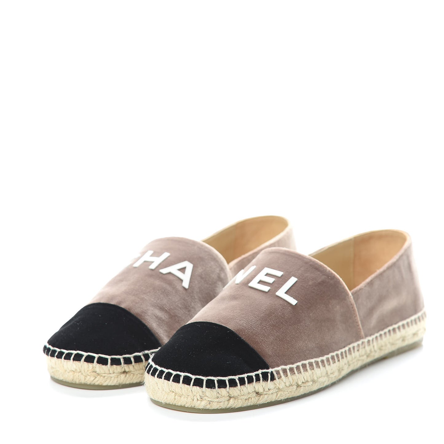 Velvet Logo Espadrilles 40 Beige Black
