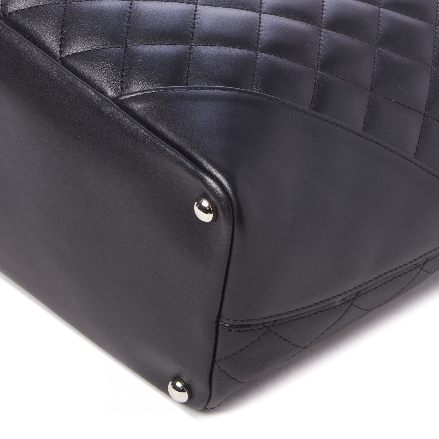 Calfskin Quilted Medium Cambon Tote Black White