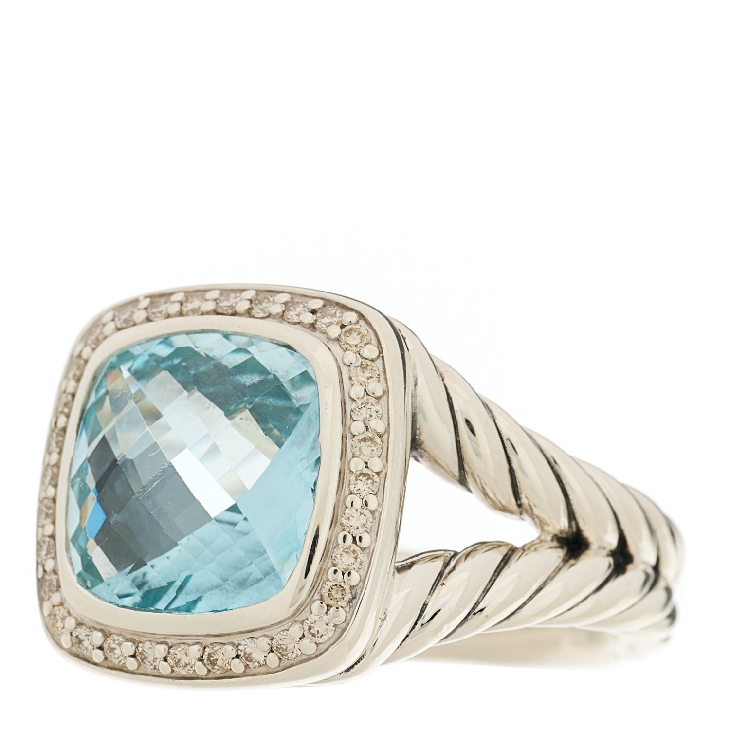 David Yurman Sterling Silver Diamond Blue Topaz 11mm Albion Ring 59 8.75 3 of 7