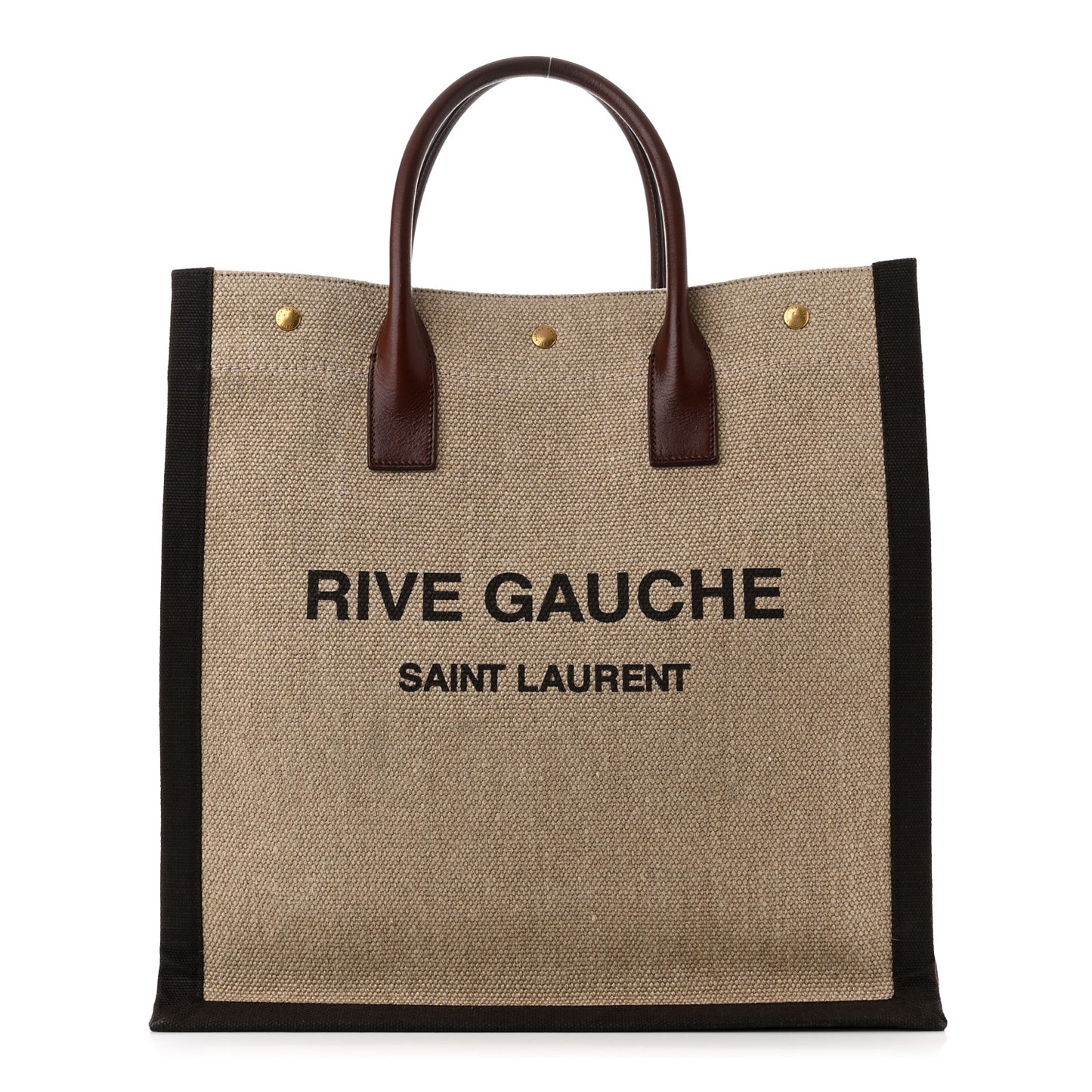 Linen Calfskin Rive Gauche North South Tote Natural