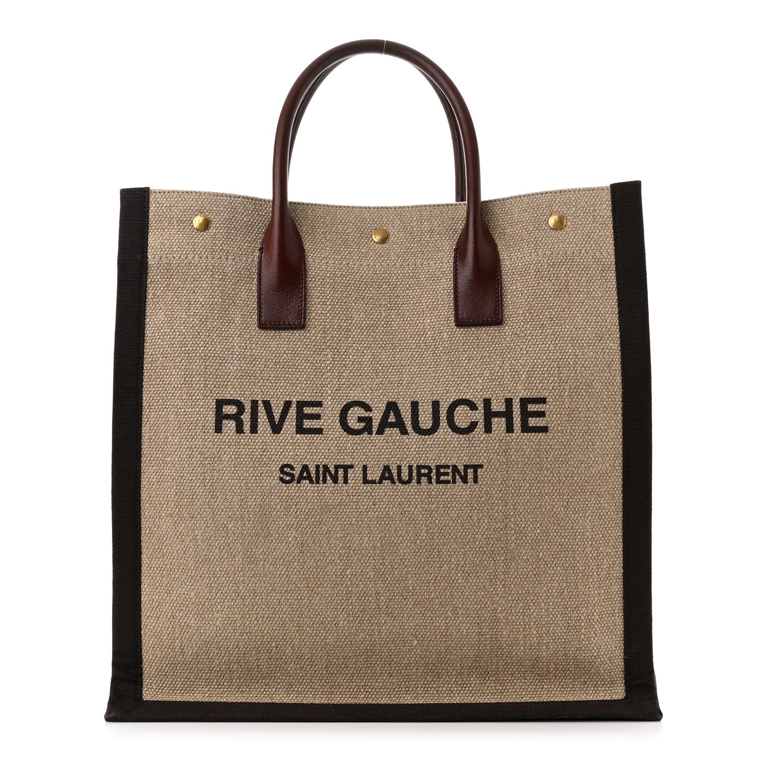 Saint Laurent Linen Calfskin Rive Gauche North South Tote Natural 1 of 10