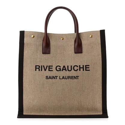 Saint Laurent Linen Calfskin Rive Gauche North South Tote Natural 1 of 10