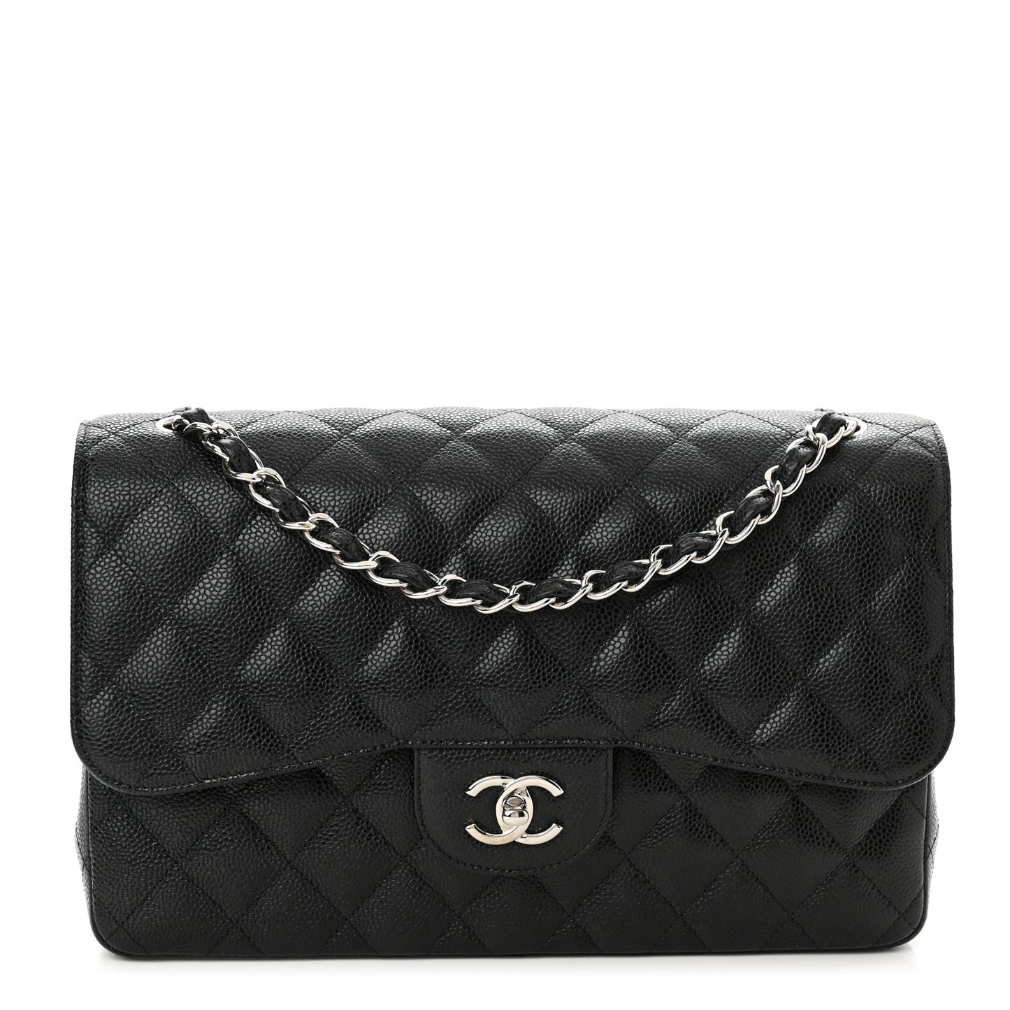 Caviar Quilted Jumbo Double Flap Black